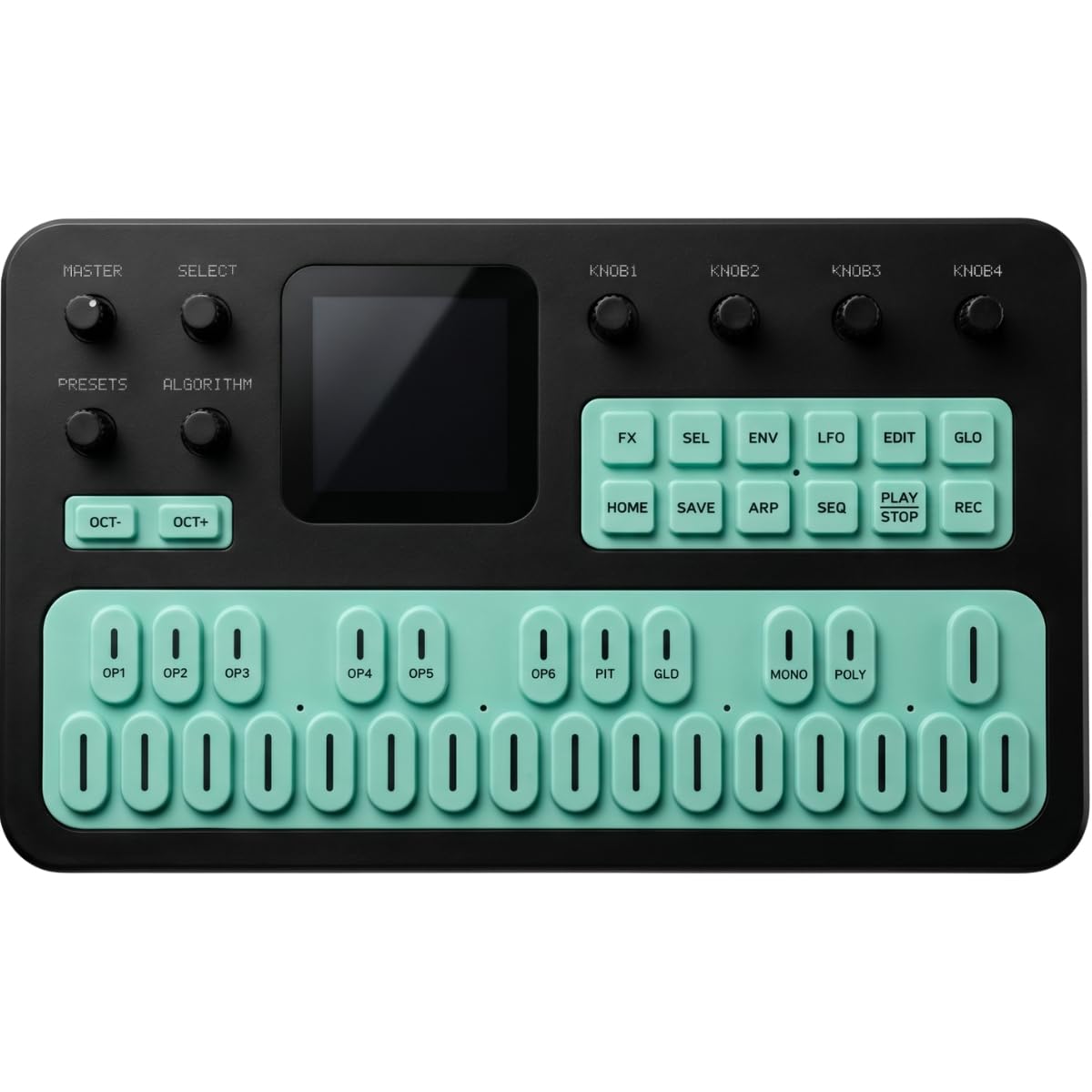 M-Vave FM1 - ​​Sintetizador FM portátil de 27 teclas con 128 presets, 32 algoritmos, 6 operadores, altavoz integrado, arpegiador, secuenciador de 16 pasos, USB-C, BLE MIDI y entrada MIDI