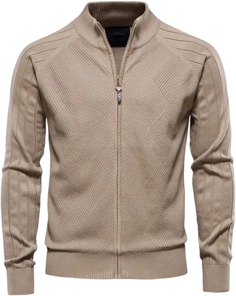 Solid Color Cardigan Men Casual Zipper Cotton Sweaters Fashion Basic Cardigans for Men