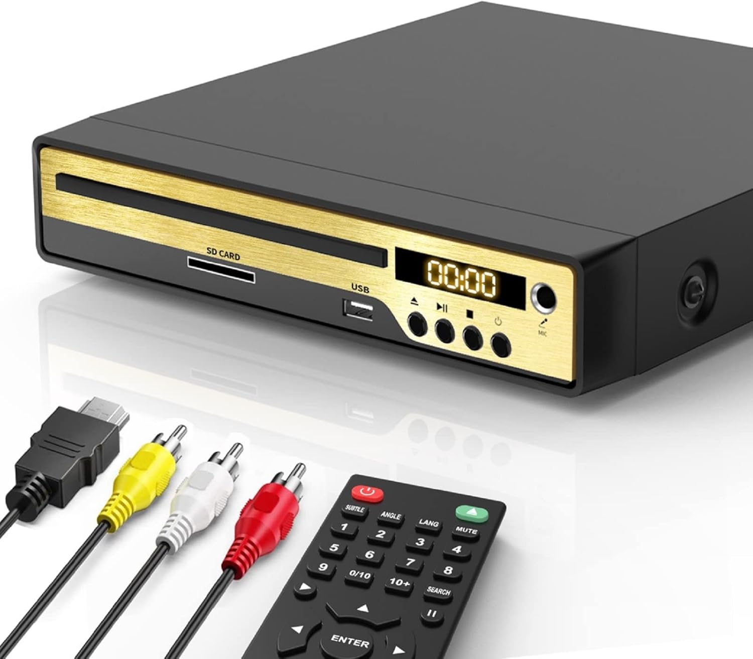 Delicate Gold HD DVD Player for TV with HDMI, All Region Free 1080P