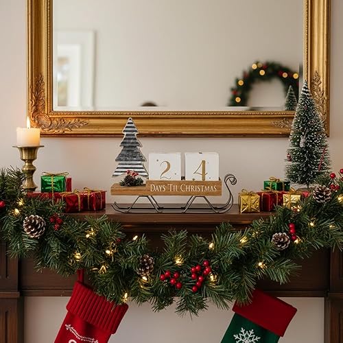 Miniatura 2 de Decoraciones de árbol de Navidad para el hogar, calendario de cuenta regresiva de trineo de Papá Noel