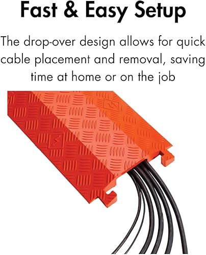Miniatura 5 de Checkers Industrial Safety Products Fastlane FL1X4-O - Protector de cable de poliuretano de 1 canal con conectores en forma de L, naranja, 36