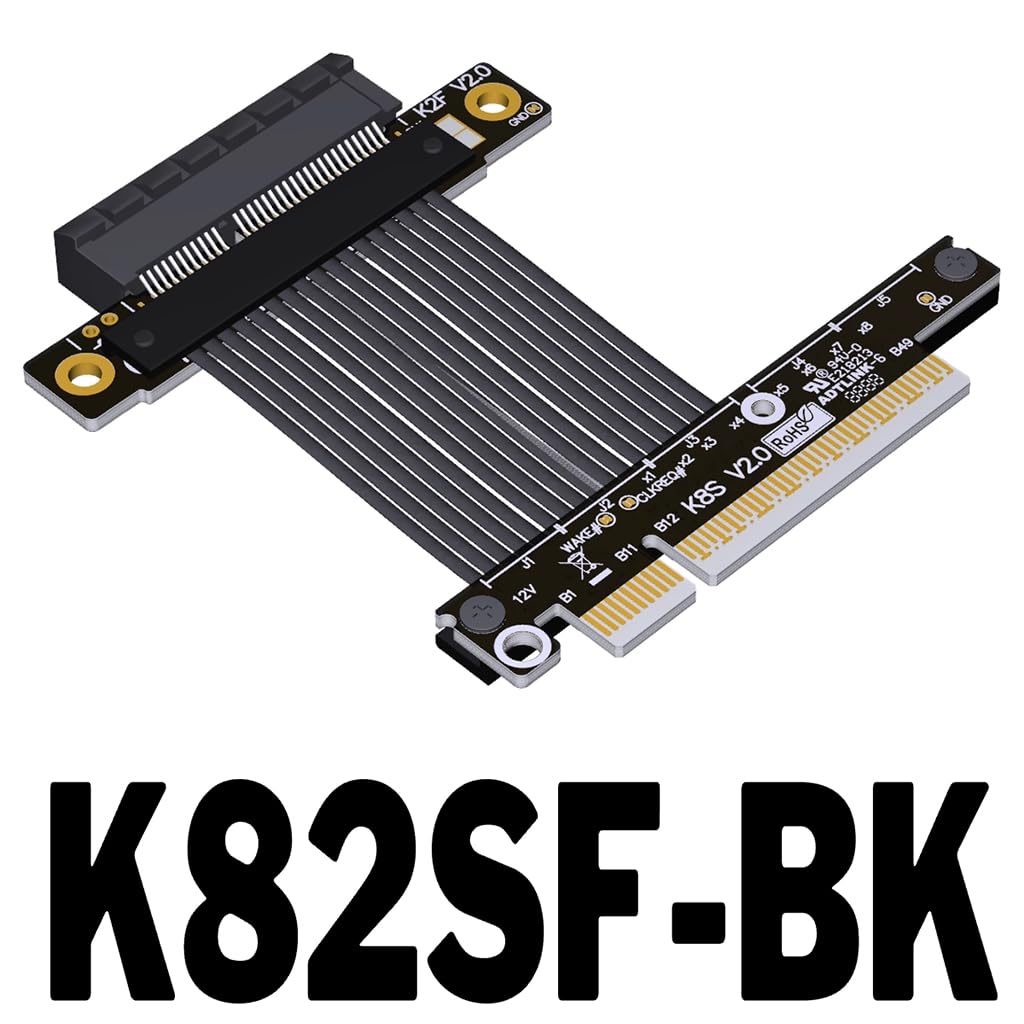 JMT ADT-K82S Adattatore di estensione PCIE5.0 da x4 a x8 Gen5 128 Gbps ad alta velocità, supporto scheda di rete, disco rigido, scheda USB (15 cm, K82SF-BK)
