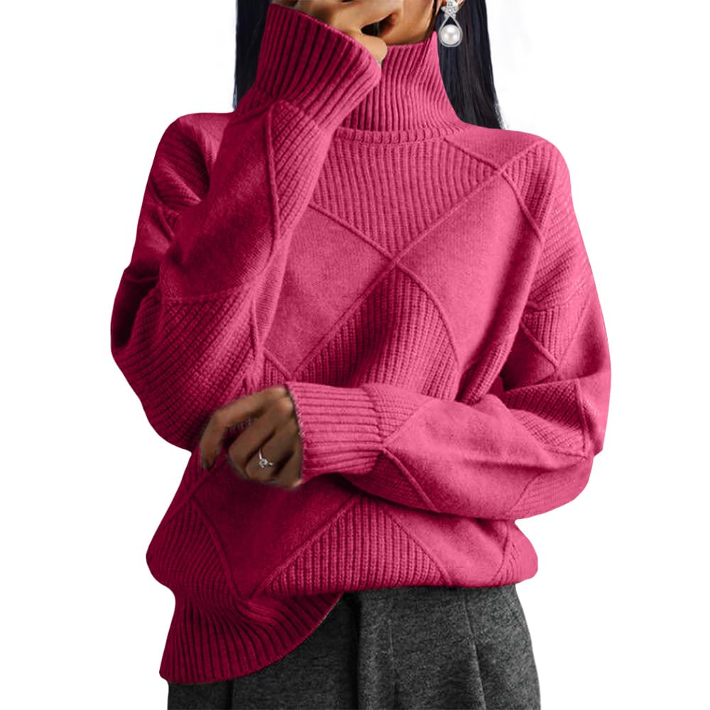 Oversized Womens Turtleneck Sweaters Lightweight Cable Knit Pullover Casual Loose Long Sleeve Chunky Knitted Sweaters