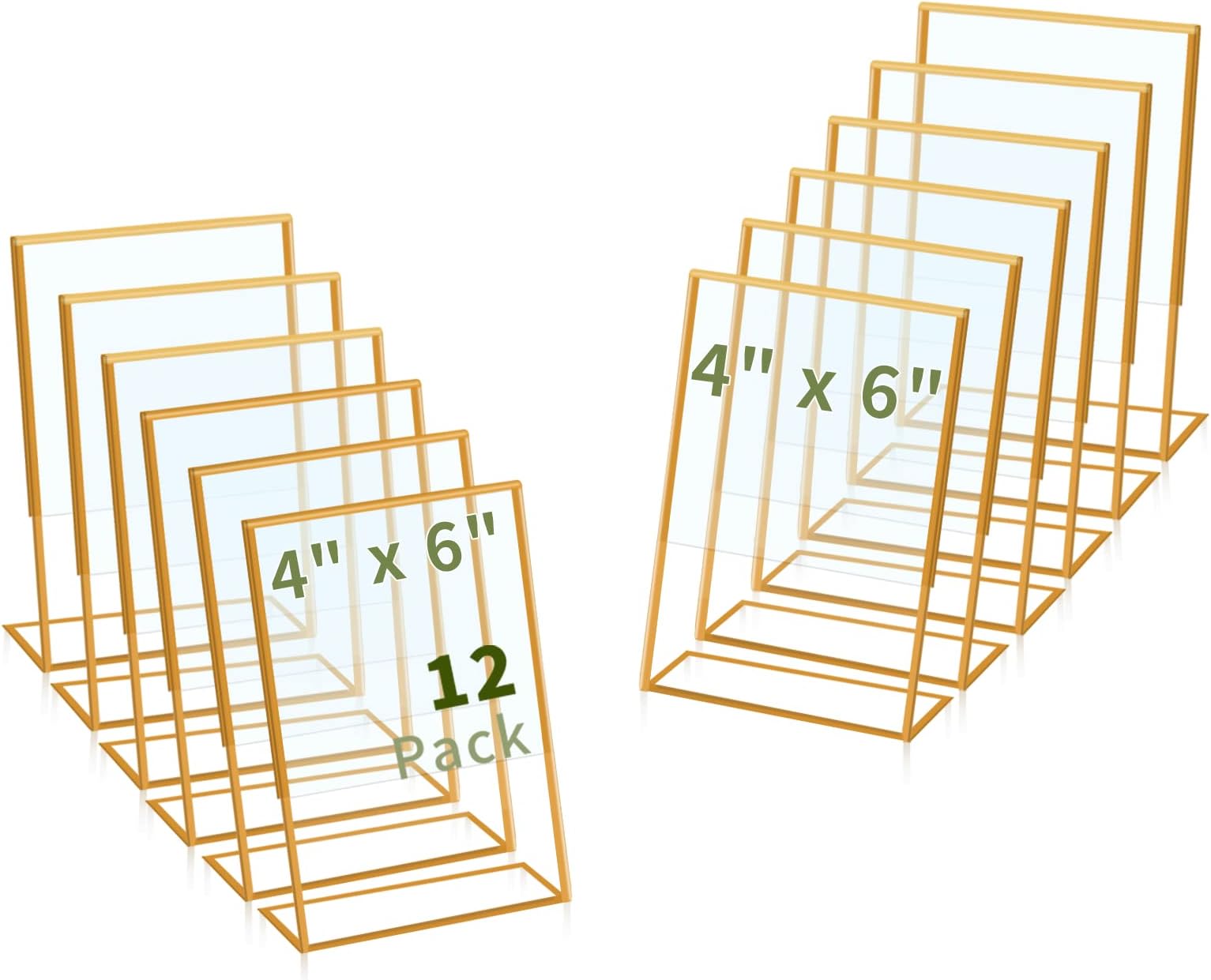 6 Pack Acrylic Sign Holder , Sign Holder 5 x 7 , Clear Paper Holder with Gold Marker