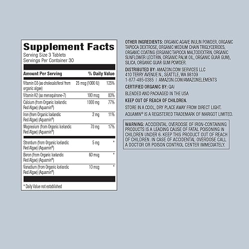 Miniatura 3 de Tienda Elements Alimentos integrales orgánicos de calcio y magnesio, 90 tabletas