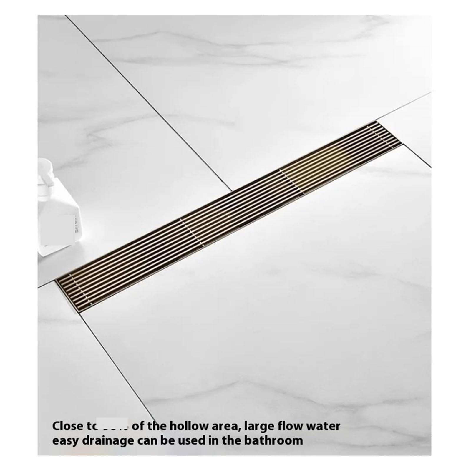Desagüe Lineal para Ducha Rejilla de Drenaje for el Suelo la Ducha, Acero Inoxidable 304 Dorado, 8,5 CM Ancho, Largo Lineal Lateral extendido, 20x60cm(8.5X50cmB)