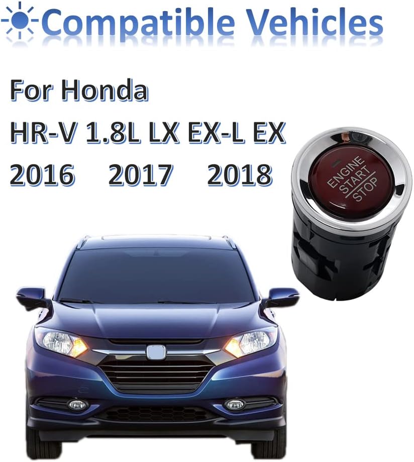 MANATEE Ignition Starter Switches 35881-T4N-702 Replacement for Honda HR-V 1.8L 2016 2017 2018, 35881-T4N-701 35881-T4N-H01 35881-T4N-H02,Engine Key Start Stop Push Button One-Button Switch