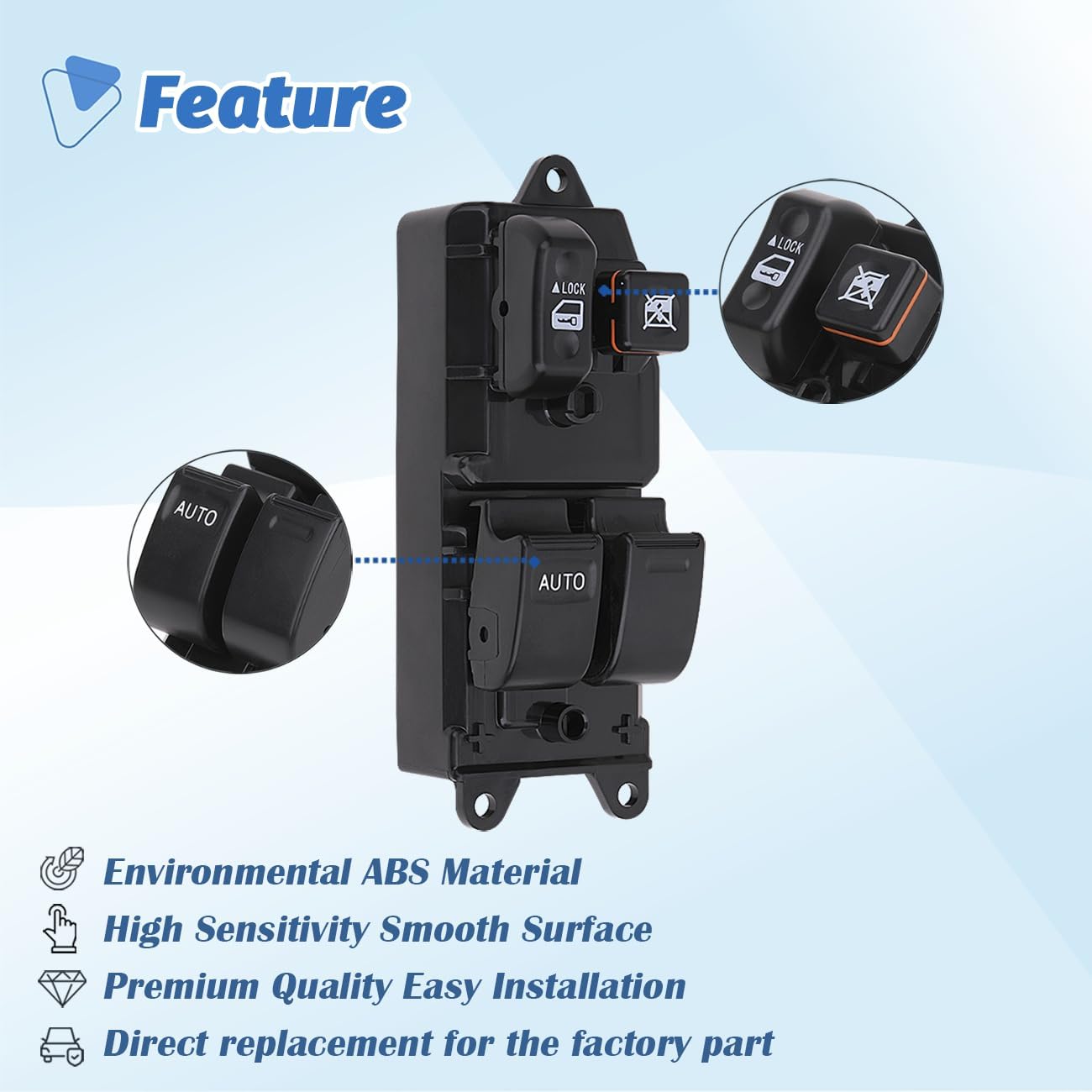 Power Window Switch Master Control Button Driver Side Compatible with Toyota Tundra 2000-2006/Tacoma 2001-2011/Sienna 98-01/Solara 99-03/FJ Cruiser 07-11 Replaces OEM 84820-08010 84820-10100A