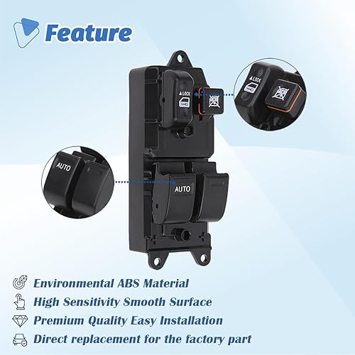 Miniatura 5 de Botón maestro de control para ventanas eléctricas del lado del conductor, compatible con Toyota Tundra 2000-2006Tacoma 2001-2011Sienna 98-01Solara