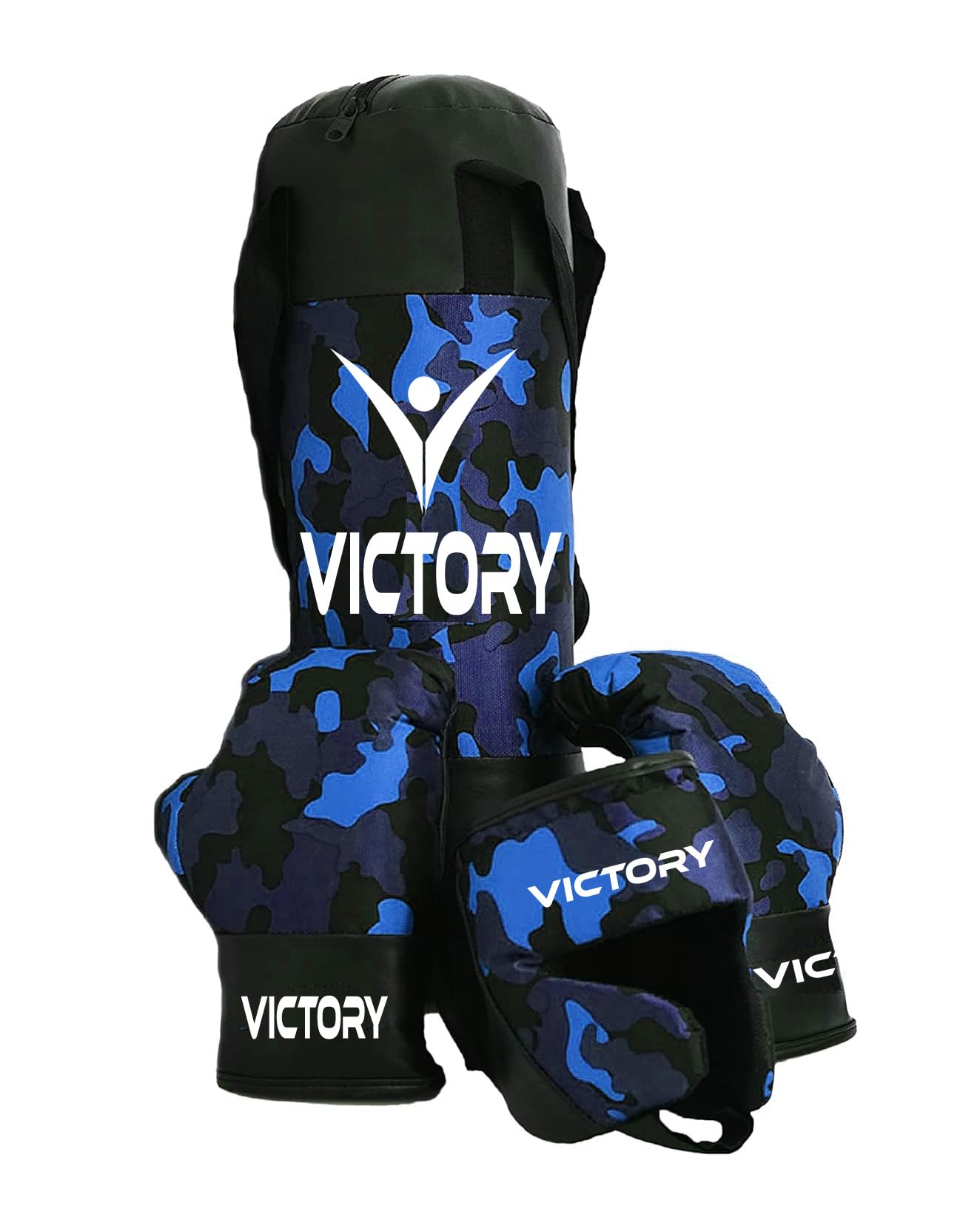 VICTORY Boxing Kit for Kids| Pack of 4 (Boxing Gloves, Head Guard & Filled Punching Bag) | Boxing Training Punching Bag for Boys & Girls |
