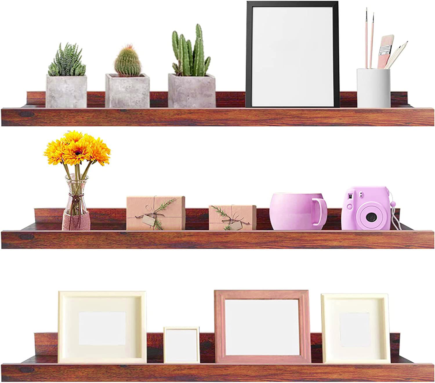 HIURYD Floating Wall Mount Shelves Storage Shelf Set of 3 Shelves for Living Room & Bedroom Decoration for Home Decor Items (MDF-Medium Density Fiber) Home Decor(Color-Teak MDF) (32 inches) (B0BSLK3GM3) Amazon Price History, Amazon Price Tracker