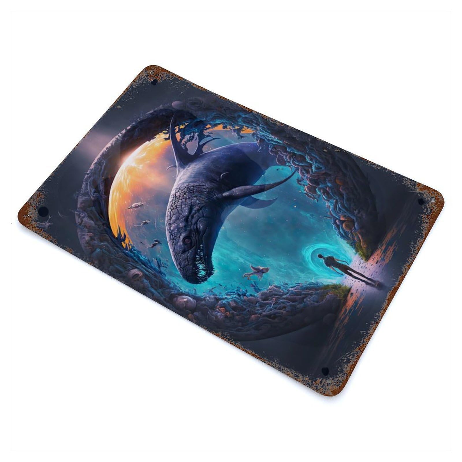 Portal to Water Vintage Rust Metal Sign 11.8"x7.9", Retro Wall Decor for Garage, Pub Or Kitchen