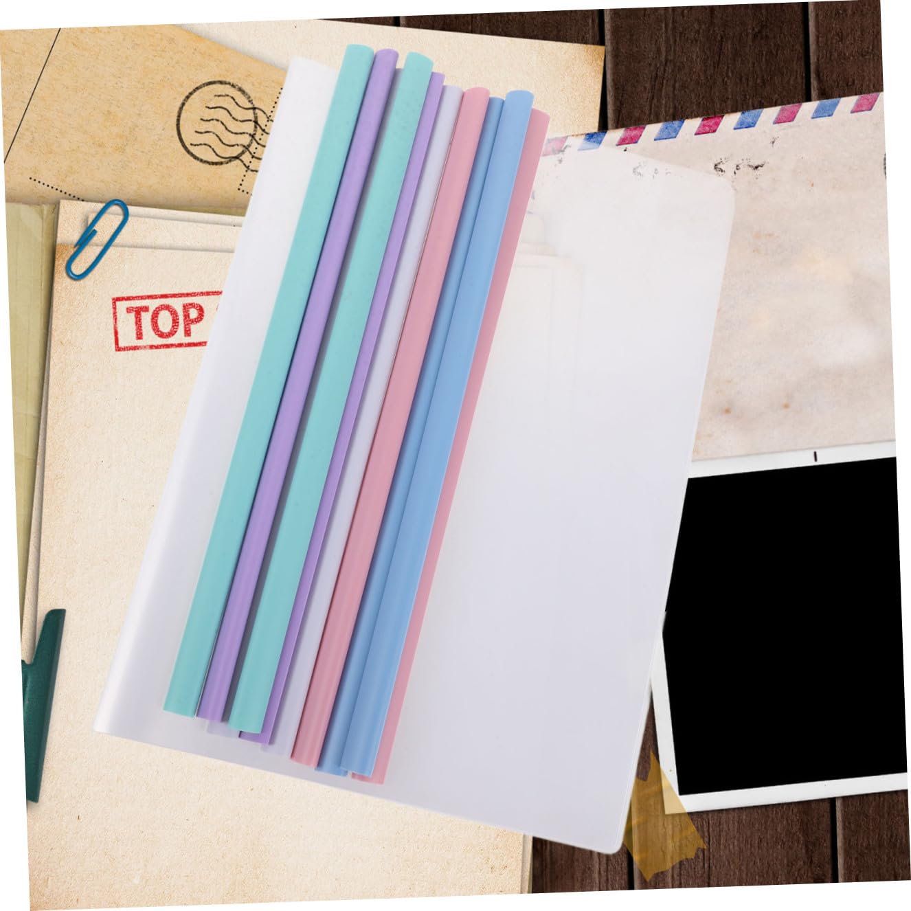 A4 Stangenklemmen Dokumentenmappe aus Kunststoff 50 Stück Transparent | Aktenorganizer, Aktenaufbewahrungsklammern für Einschulung Feier, Berichts Lebenslaufordner Prüfungspapiere Zufällige Farbe