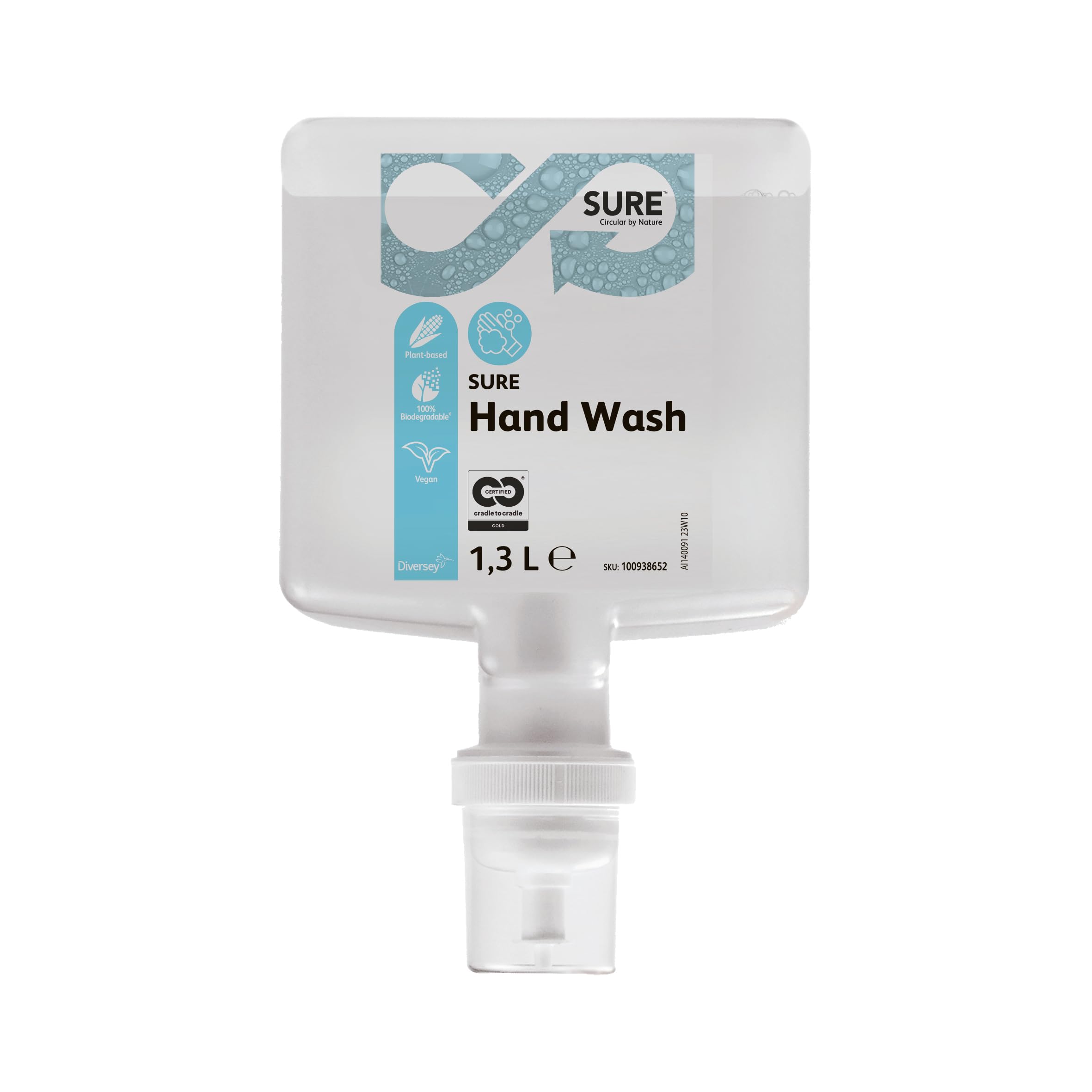 SURE 4 x 1.3 L Kartusche Hand Wash, Milde Waschlotion aus 100% natürlichen Inhaltsstoffen, für IntelliCare