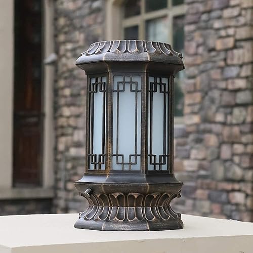 Miniatura 3 de Luces de poste al aire libre, luz de columna de energía solar vintage al aire libre, impermeable, aluminio fundido a presión, faro de columna para