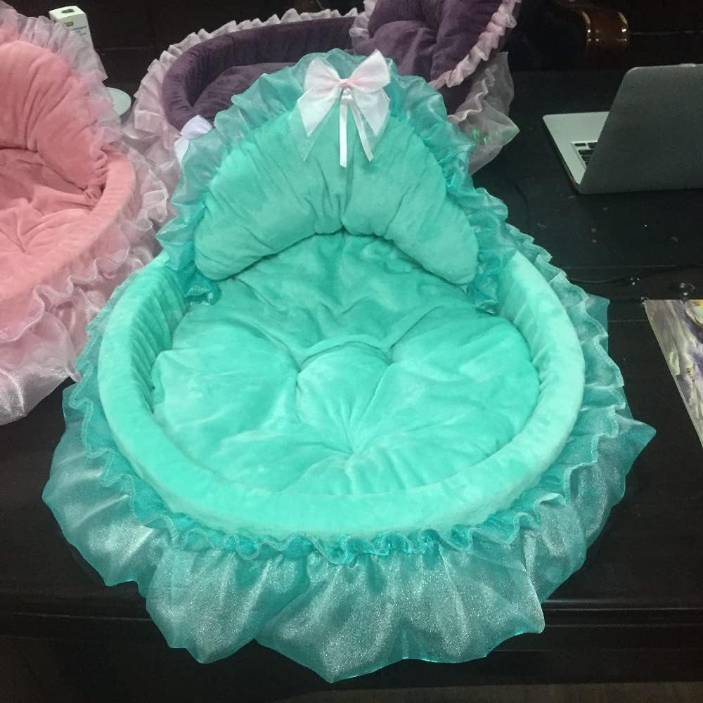 Pet Beds Dog House Kennel Princess Lace Cat Nest Mat Pet Dog Bed Cat Bed for Small Medium Dogs Puppy Teddy Sofa (Color : Black, Size : Black) (Black Medium)