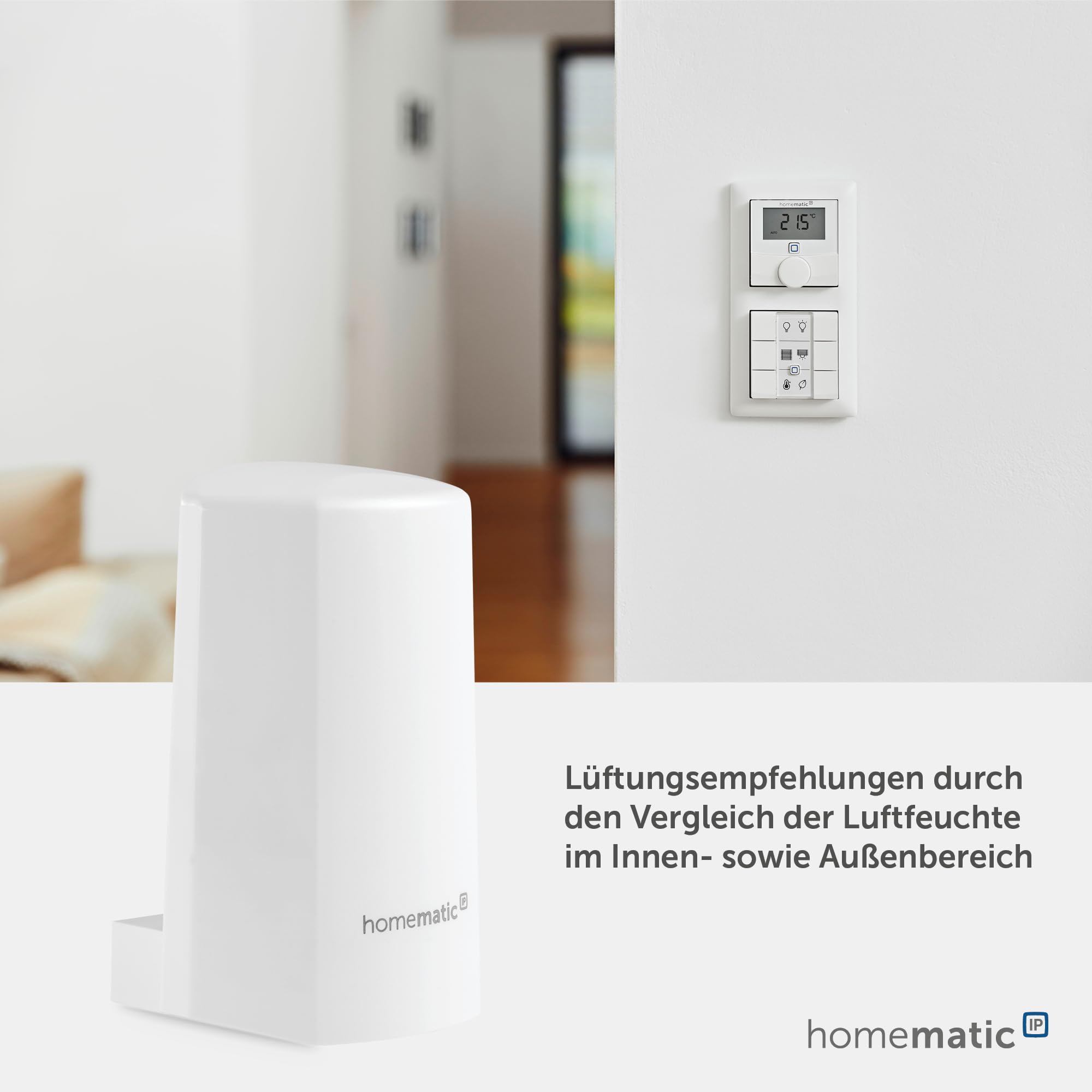 Homematic IP Smart Home Temperatur- und Luftfeuchtigkeitssensor – außen, weiß, Zubehör für Smart Home mit App-Funktion, Temperaturmessung, kabellos, 150573A0