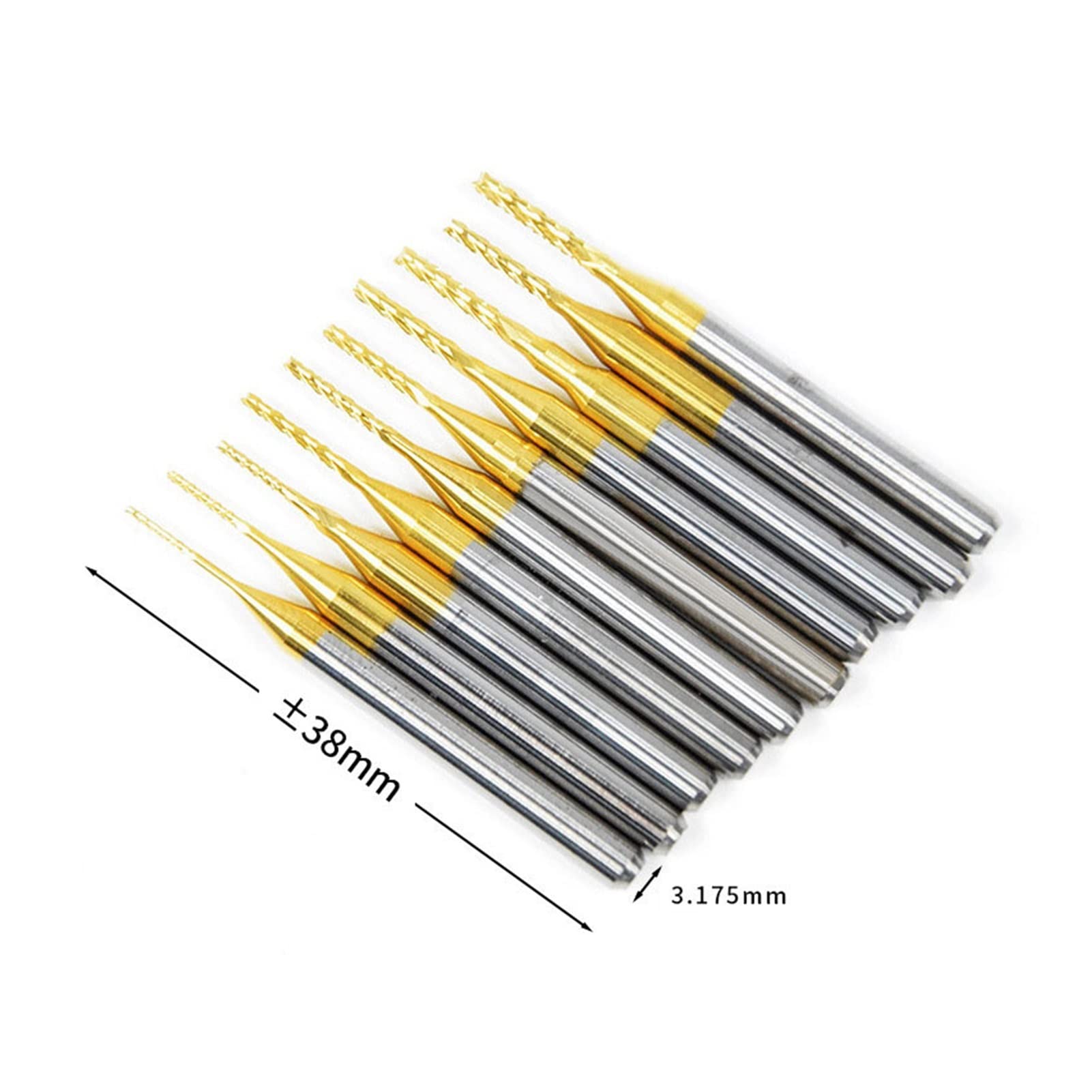 Bits de routeur Coupe de fraisage 10 pièces 3.175 Diamètre CNC Fraise en Bout Cavalier Kit de Coupe de fraisage plaqué de Titane Set 0,8-3,0 mm for Fraise de fraisage
