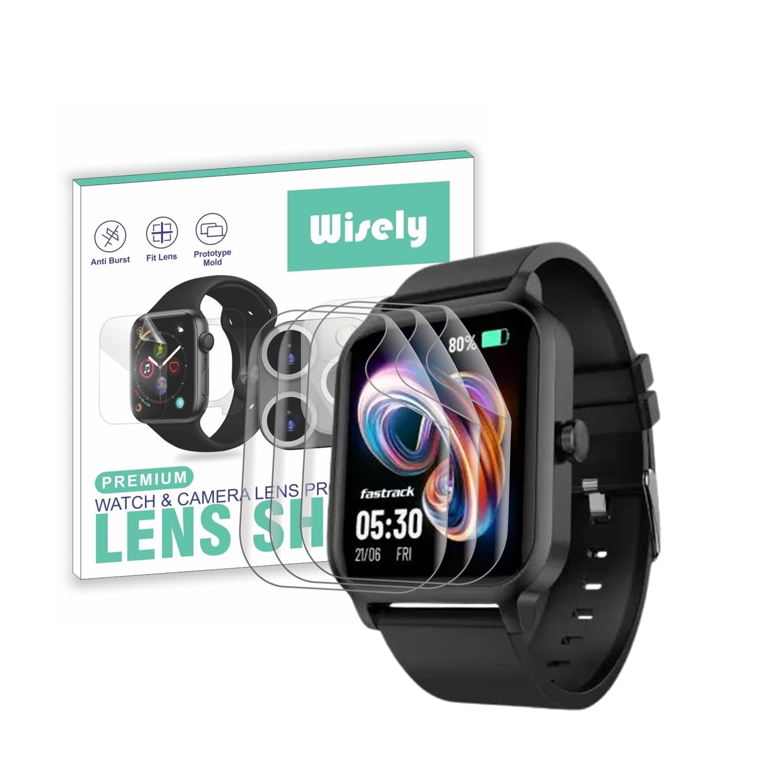 Wisely |3pcs| Screen Guard Protector For Fastrack Revoltt FS1 Smartwatch |1.83"| Bubble Free, Easy installation kit, HD Clear, Full Cover (B0C8JFKGBC) Amazon Price History, Amazon Price Tracker