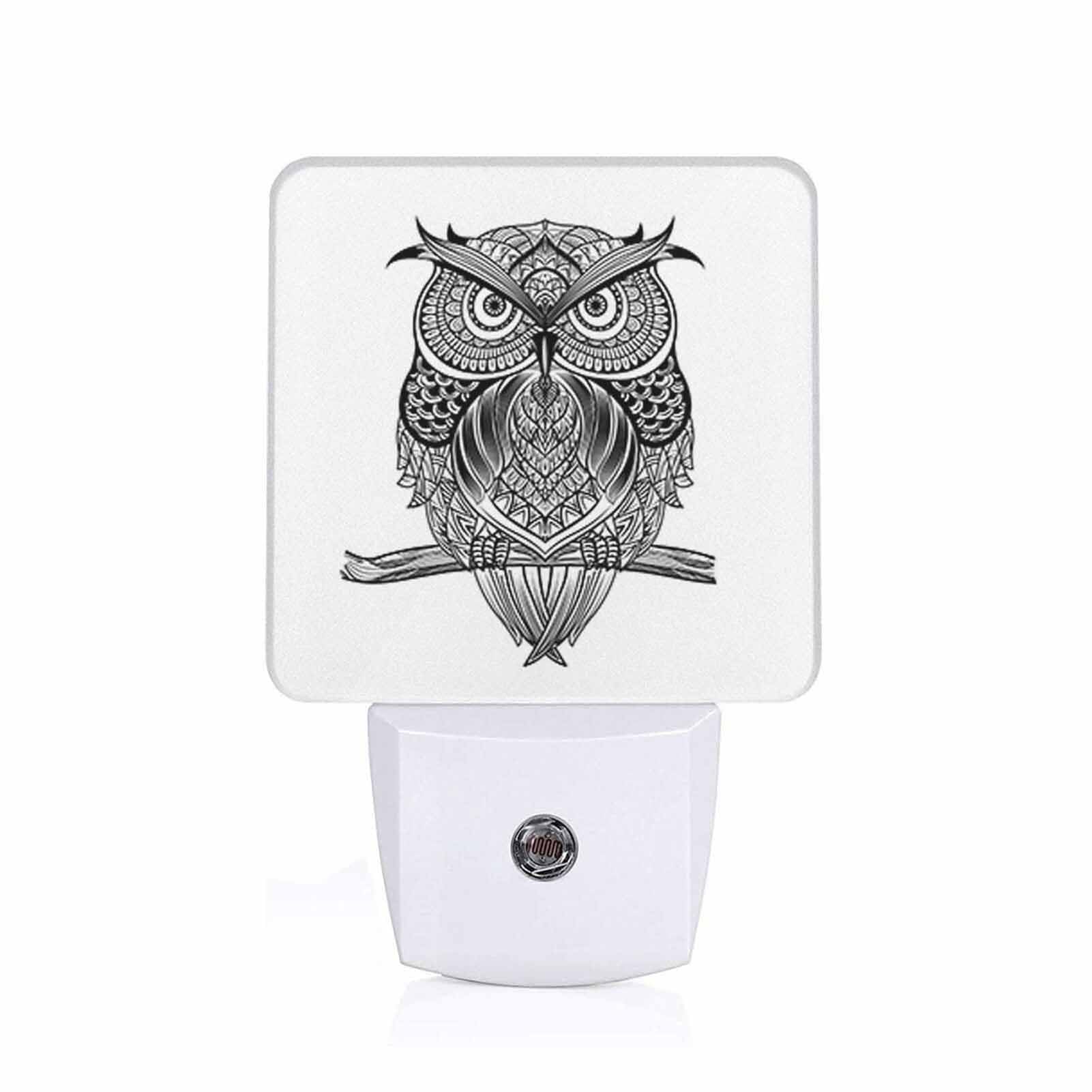 Chrobak LED Night Light,Owl Sit On Branch LED Night Light Plug into Wall with Dusk to Dawn Light Sensor White Energy Efficient Nightlight for Bedroom Bathroom Hallway Living Room Kitchen