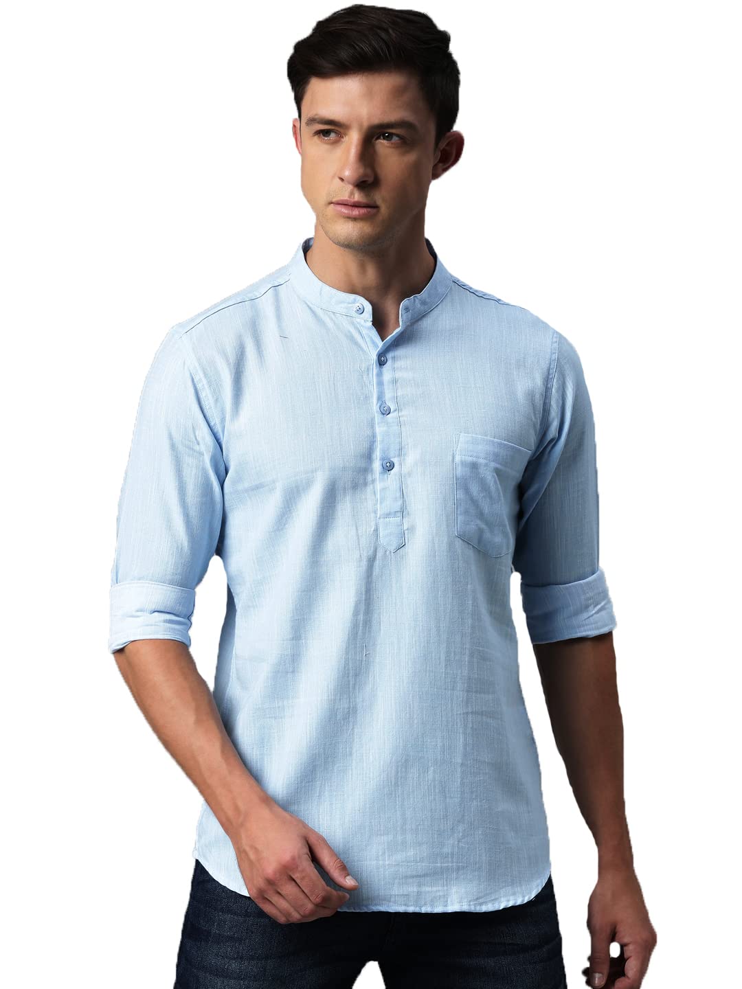 Men Solid Full Sleeve Regular Shirt Kurta-image-0