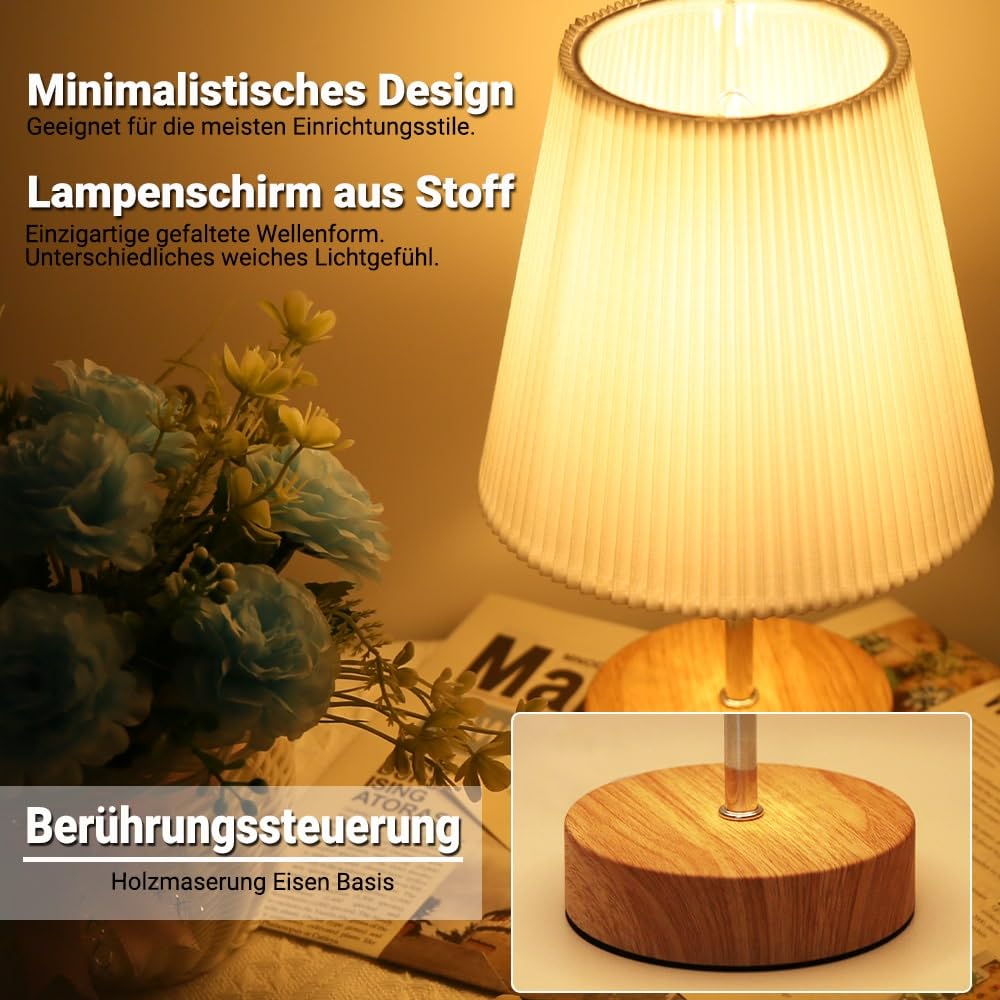 Nachtlampje Met Houtnerf Design HSLighting Nachttischlampe Touch Dimmbar: Tischlampe Touch Dimmbare Glühbirne 3 Slaapkamer Verlichting
