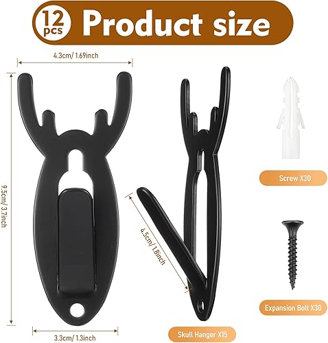 Miniatura 2 de Colgador europeo de calavera de ciervo con forma de cornamenta, soportes de calavera de ciervo para colgar y montar, fácil instalación para sala de