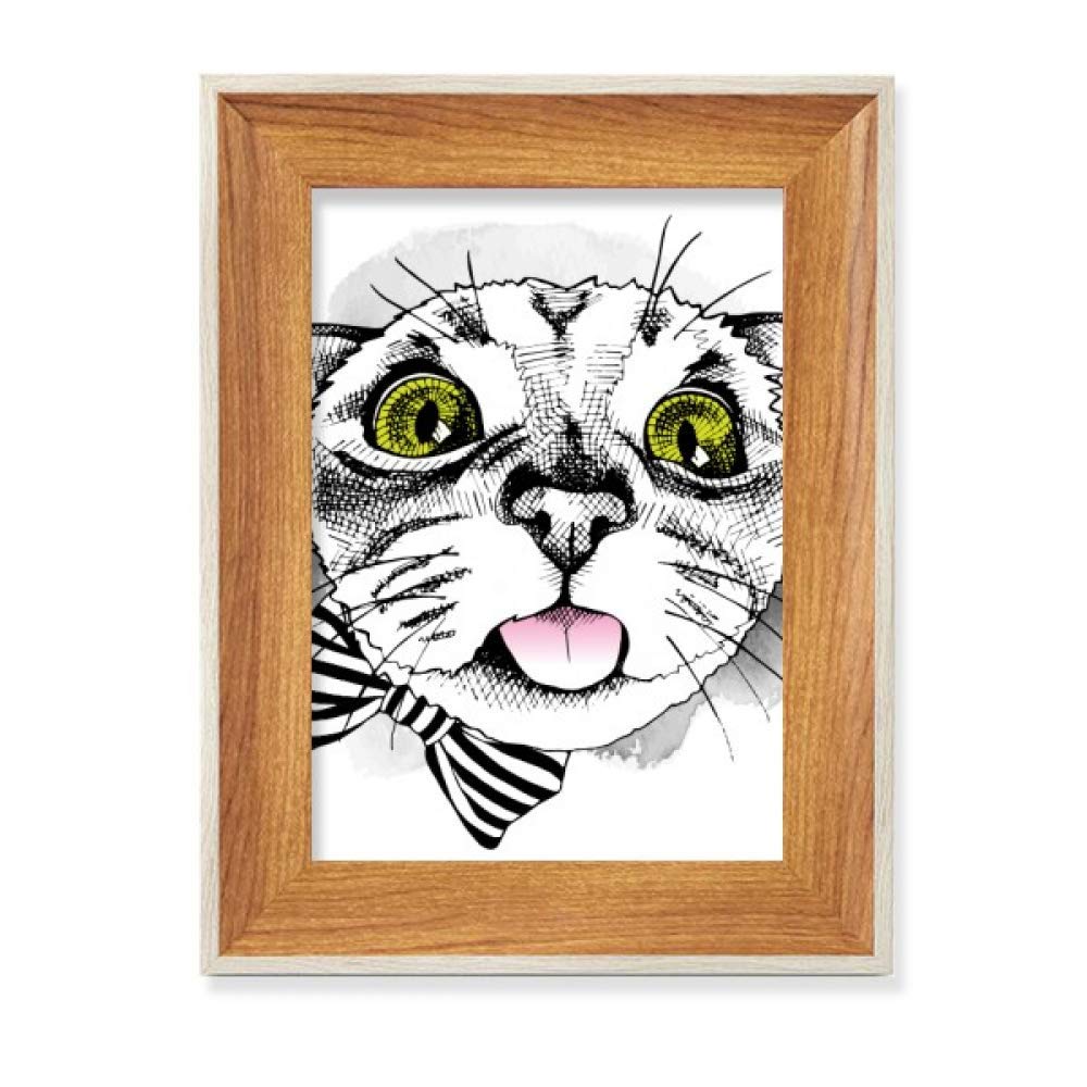 Cadre photo bois de bureau avec noeud blanc pour les amoureux des animaux