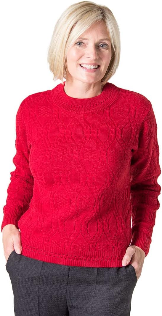 Fashion Friendly Ladies Cable Design Jumper Red Medium (14/16)
