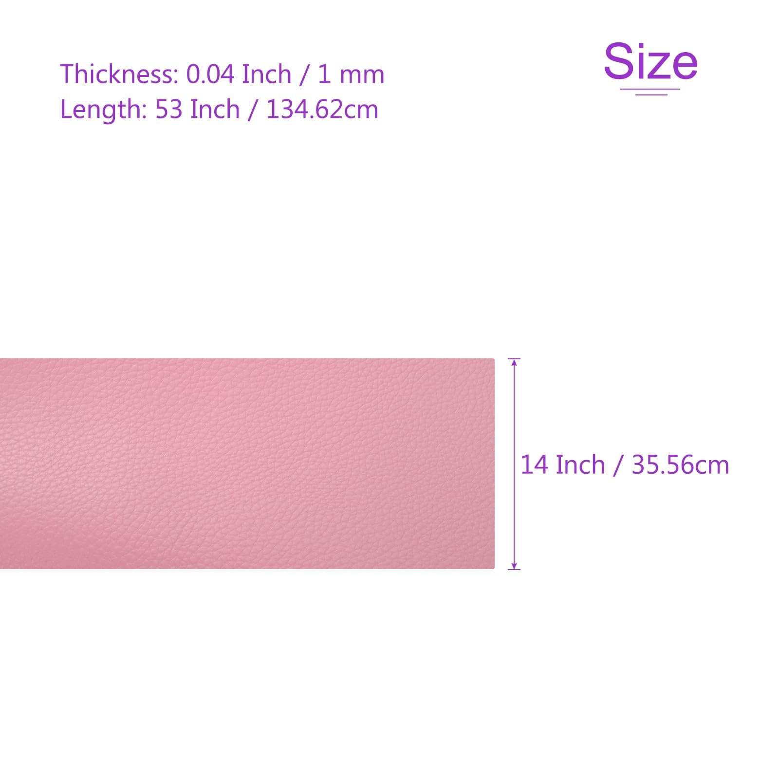 DMiotech 1 Pack 14 Inch x 53 Inch Faux Leather Strip Furniture Cover Soft Grain Pink PU Leather Roll for Handmade DIY Craft Projects - Image 3