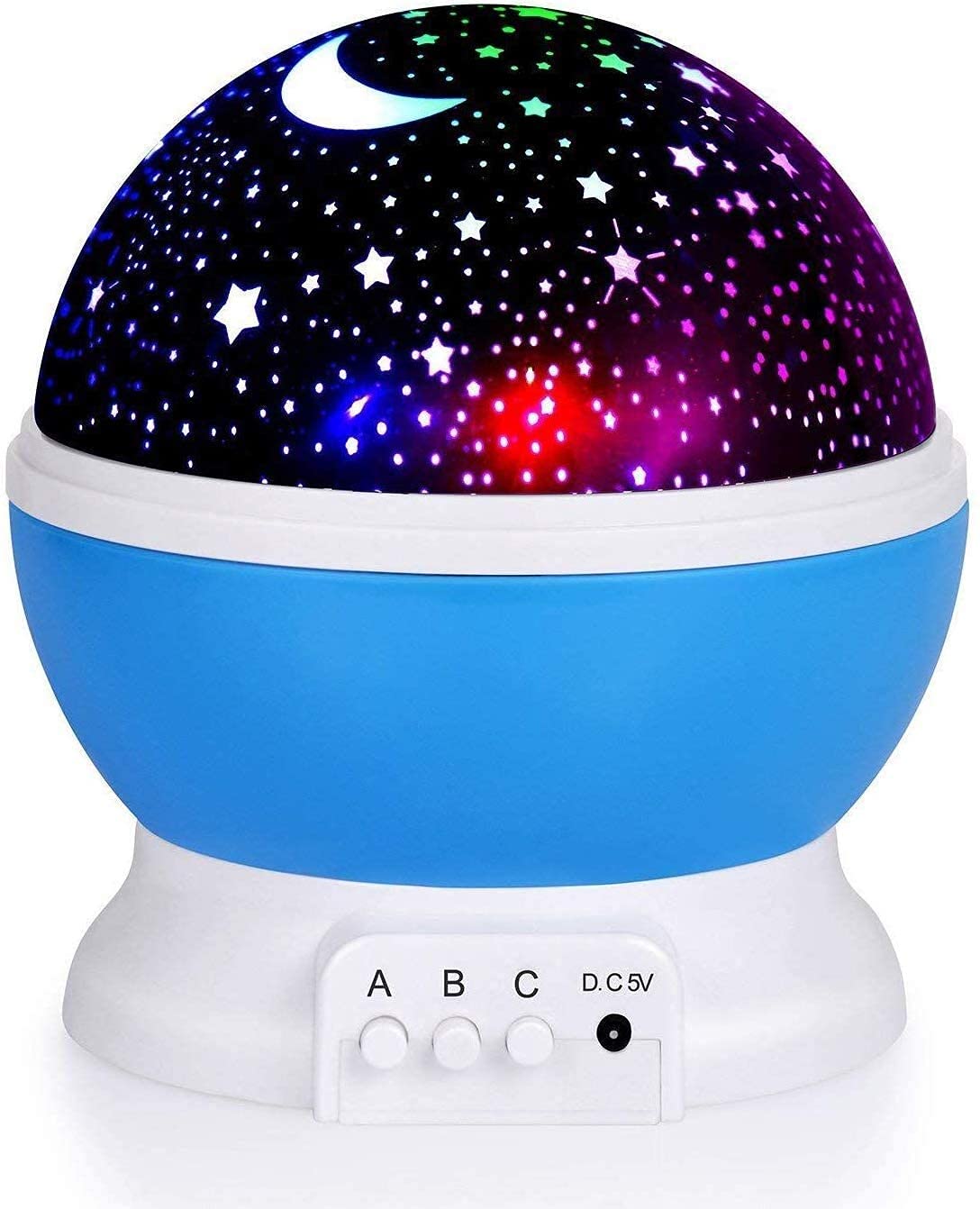 VERSCOS Kids Star Night Light 360-Degree Romantic Rotating Star Moon Sky Projector Night Projector Light Lamp Colors Changing with USB Cable Best for Children Baby Bedroom and Party Decorations