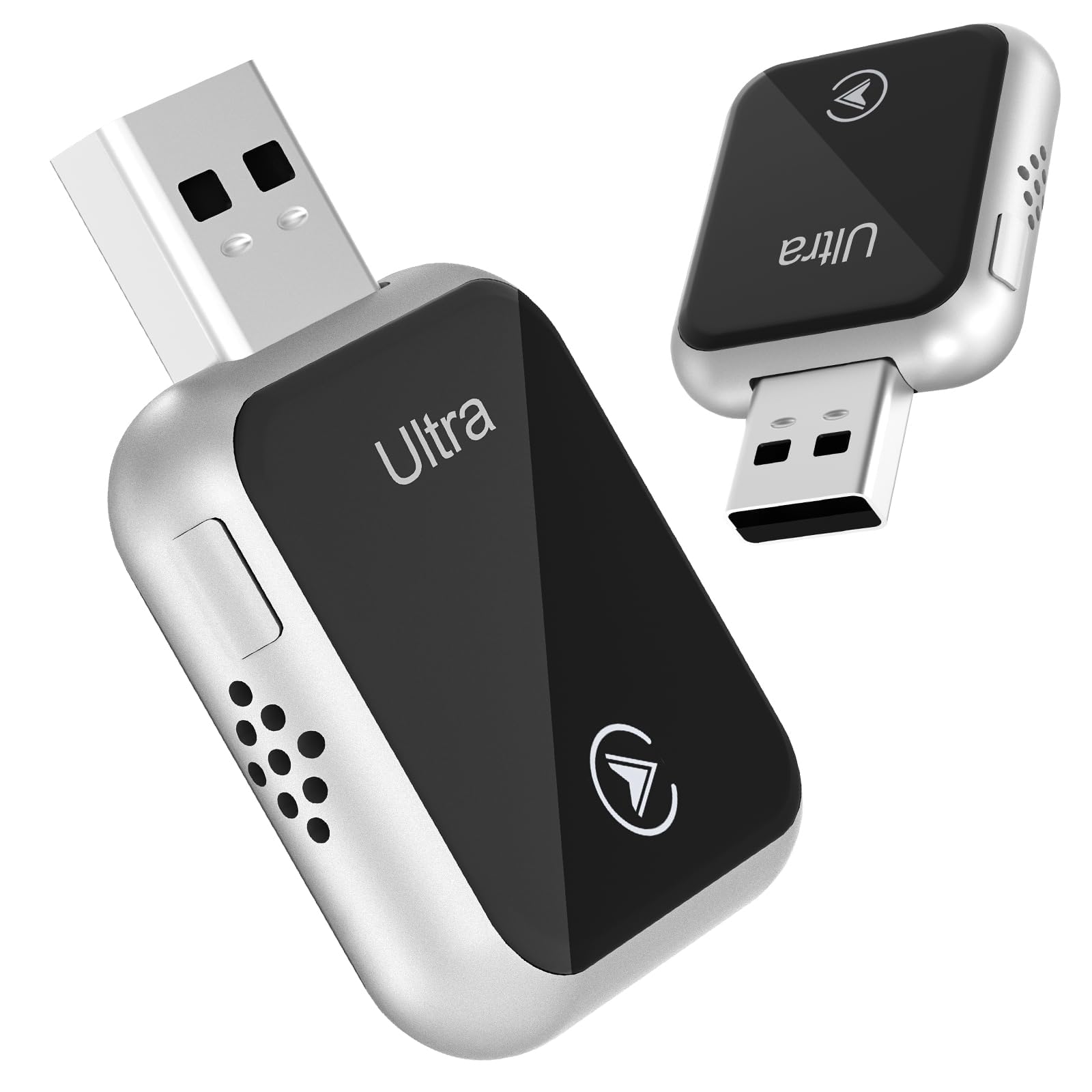 AUXIRACER Adaptateur sans Fil CarPlay, Dongle 2-en-1 Prêt À Brancher (Plug & Play) avec pour IPhone Et Android, Bluetooth 5.3 Et Double WiFi 6, Compatible avec Plus De 900 Modèles De Voitures.