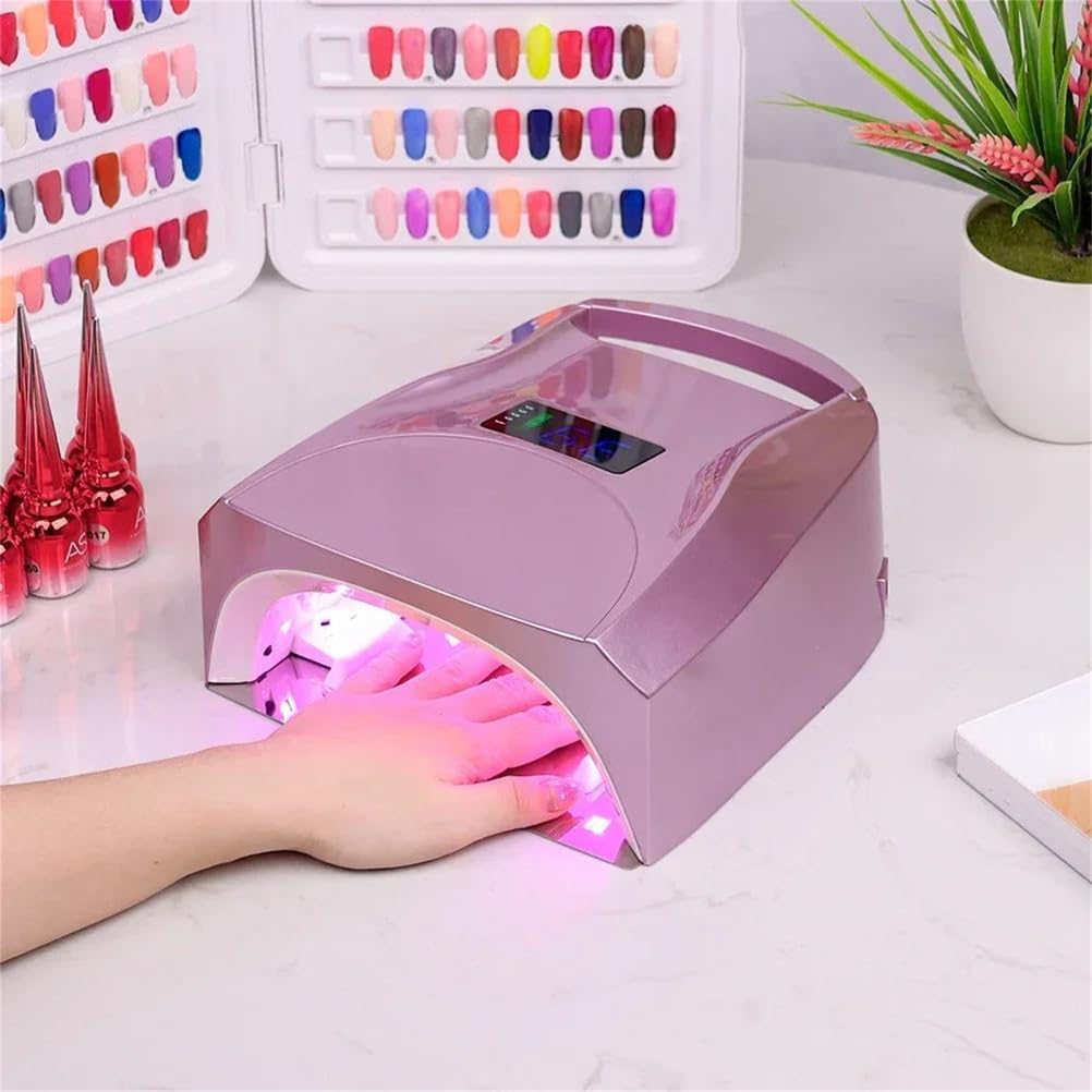 96W Red Light Nail Lamp Nail Dryer Lamp Rechargeable for Nails Eyes Protection UV Lamp for Gel Nails Gel Nail Polish Curing Dryer Home Salon Tool,Pink
