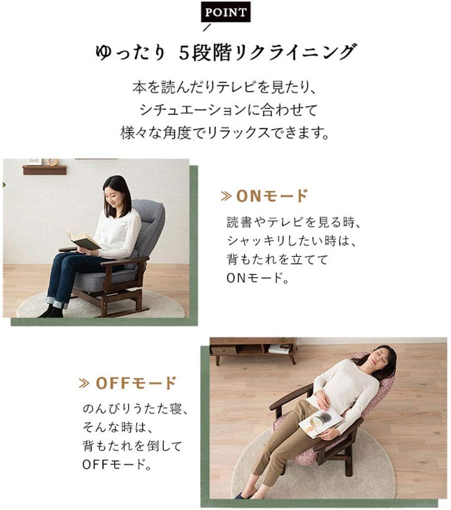 ランキング入賞商品 高座椅子 リクライニングチェア 回転座椅子 クッション付き 5段階リクライニング 布張り グリーン色 最安値に挑戦 Www Aquapark Mk