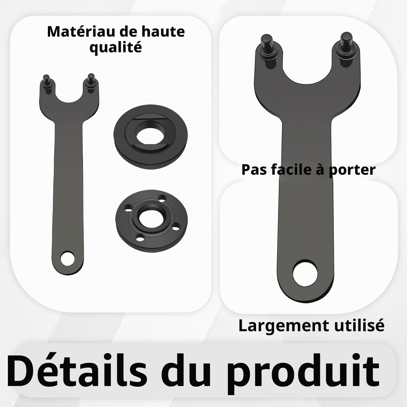Lot de 3 écrous de meuleuse d'angle – Écrou de verrouillage en métal à bride 5/8-11 et jeu de clés compatibles avec les meuleuses d'angle Dewalt, Milwaukee, Bosch, Ryobi, Black & Decker, Metabo, 11,4