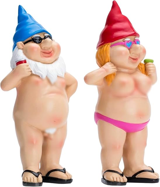 2Pcs Garden Gnome,Funny Gnome, Garden Ornaments Outdoor Goblin-Art Decoration for Novelty Lawn Gnomes Outdoor or Indoor Garden Decorations, Funny Gifts for Women and Men,Red,S