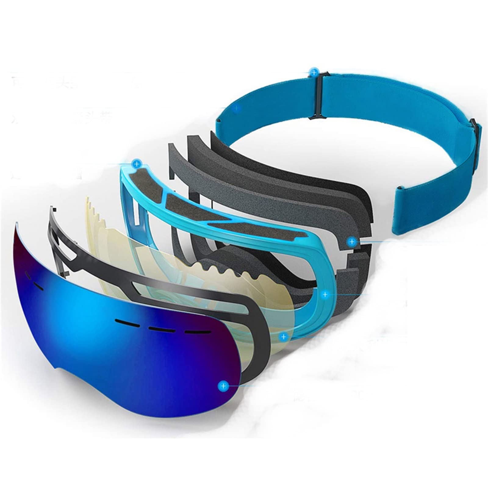 DieffematicHXJ Gogle narciarskie Ski Goggles Double Lens Anti-fog SKIing Eyewear Snow Glasses Skiing SnowBOARD Goggles (Color : Blu)