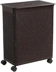 Cesto Organizador Rattan com Rodas Roupeiro 50L(Marrom)