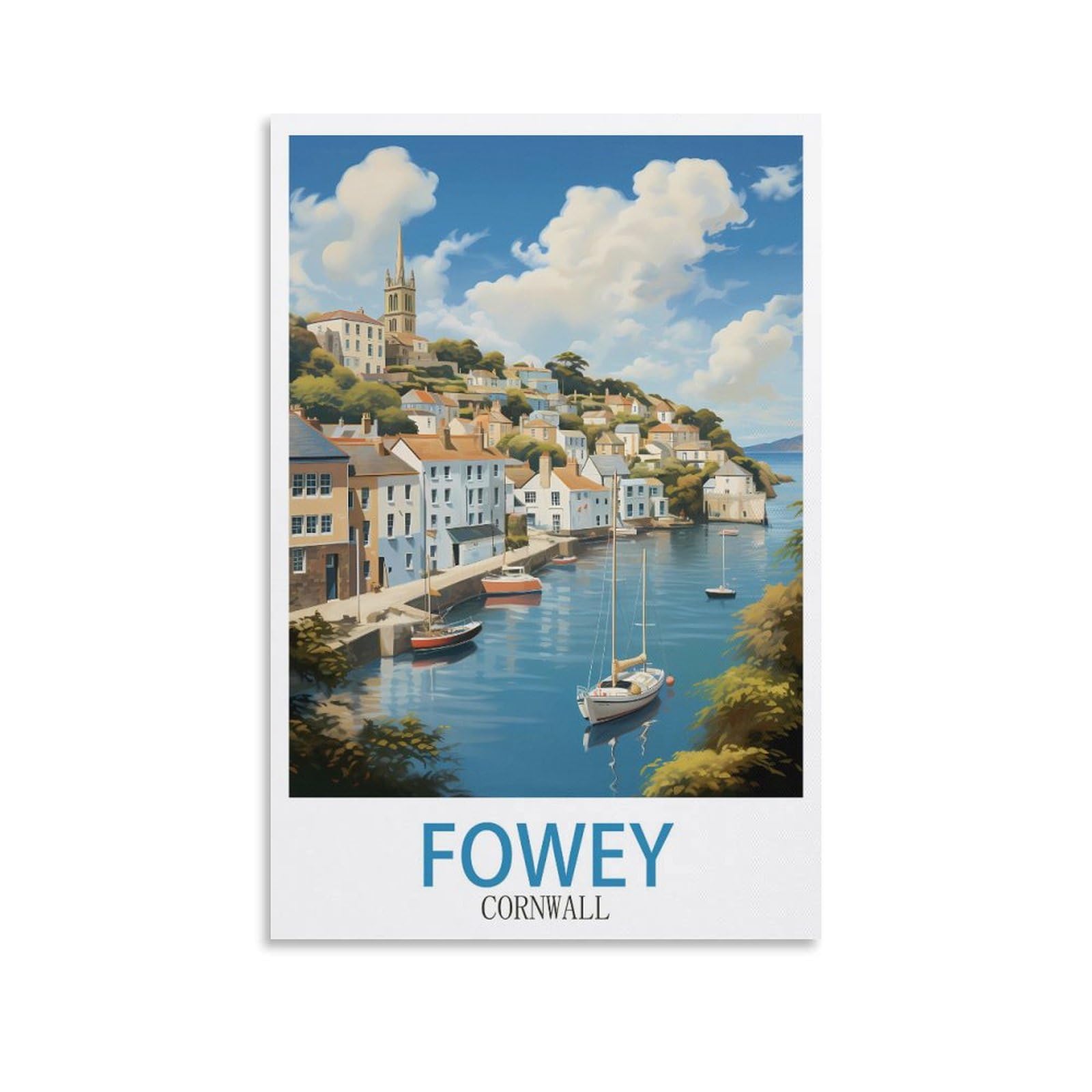 Zbbggoz Unframe-Style Fowey Cornwall Vintage Travel Poster 08X12inch(20X30cm) Canvas Wall Posters And Art Picture Print Modern Family Bedroom Decor
