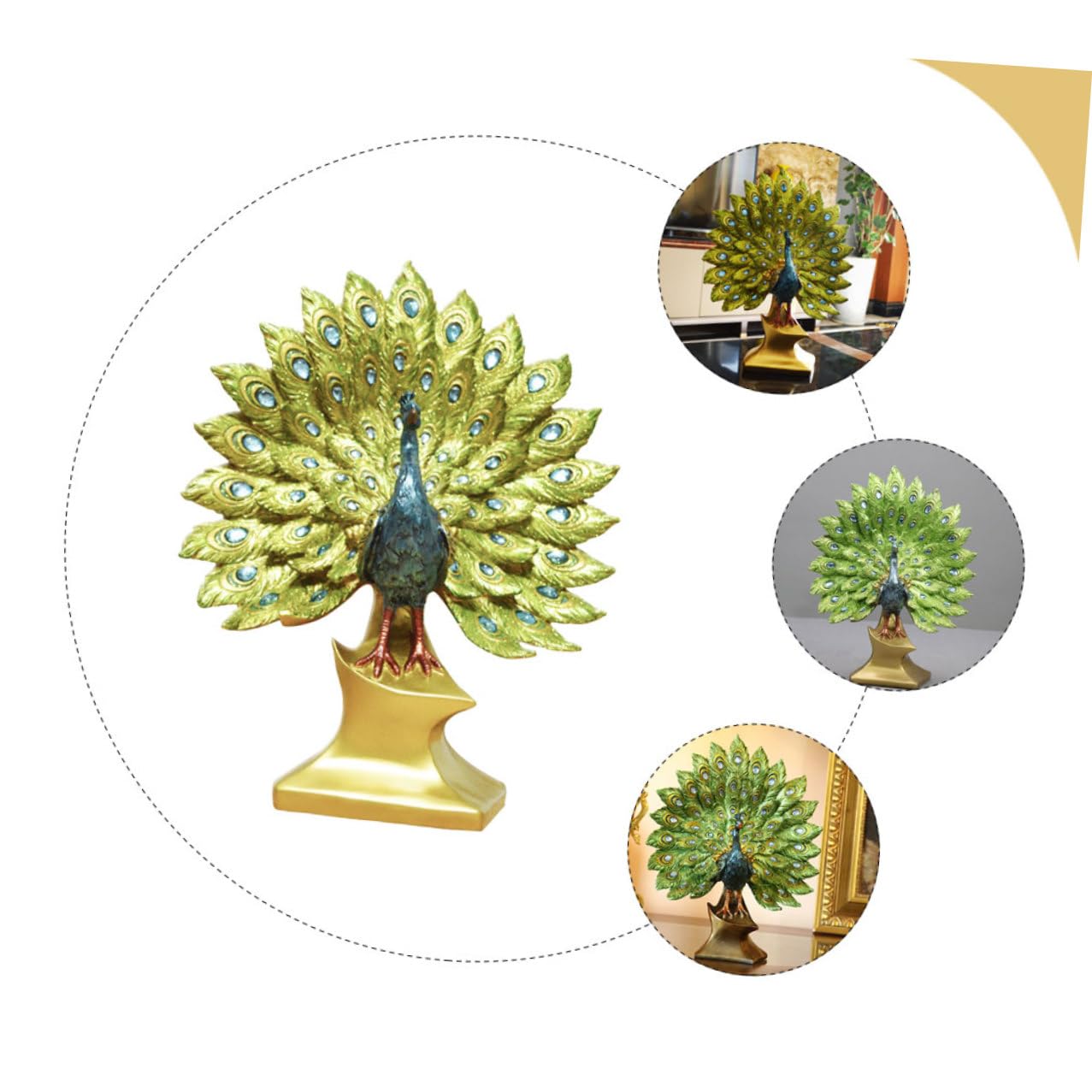 NUOBESTY Dekorative Pfauenfigur aus Bruchfestem Kunstharz Mittelgroße Tischdekoration mit Stabilem Stand Elegante Wohndeko für Wohnzimmer und Hochzeit
