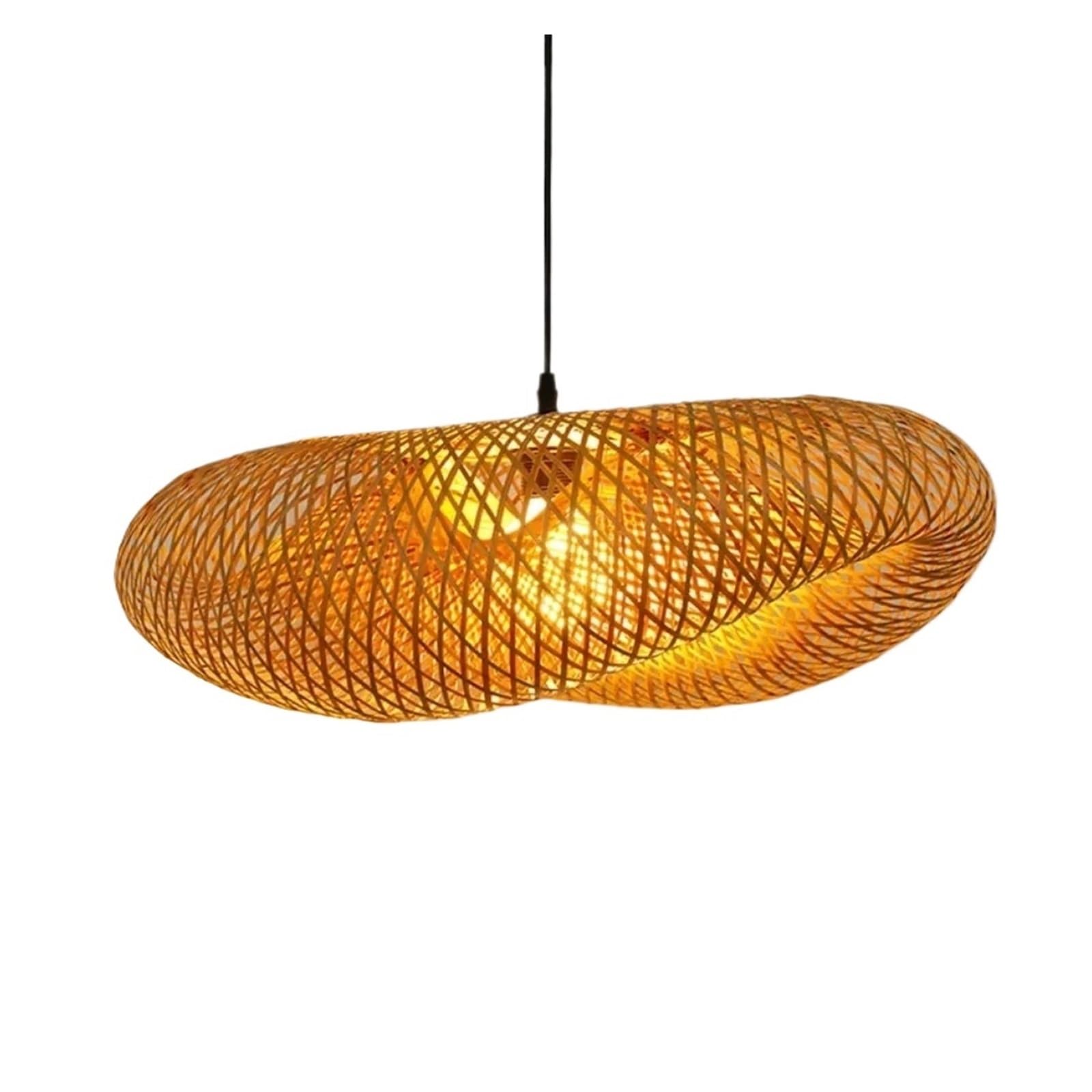 Pendant Lights Shade 40-80cm Weaving LED Pendant Light Handmade Vintage Home Hanging Chandelier Lampshade Dining Living Room Indoor Fixtures(Dia 50cm)