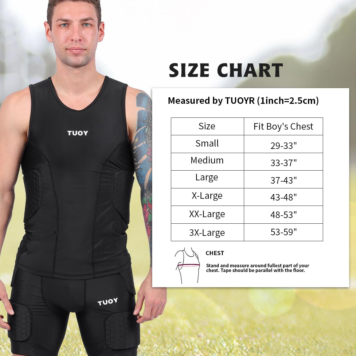 Acolchado Camisa Joven Acolchado compresión Deportes protección Camiseta Costillas Pecho Protector Hombres Deportes Choque erupción Guardia fútbol fútbol Paintball béisbol protección