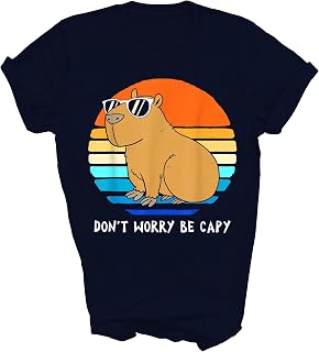 Retro Rodent Funny Capybara Dont Be Worry Be Capy Unisex Shirt Gift Women Men