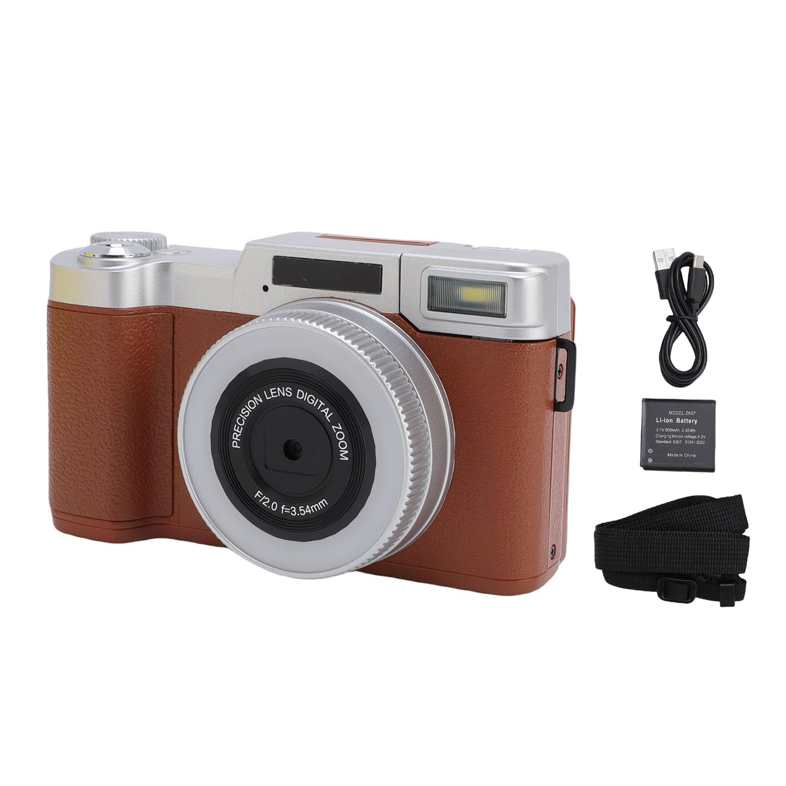 Annadue Fotocamera Digitale 4K per Fotografia, Fotocamera da Vlogging da 64 MP con Schermo di Lancio a 180 °, Autofocus, 16 Filtri retrò e Luce di Bellezza, per Principianti (BROWN)