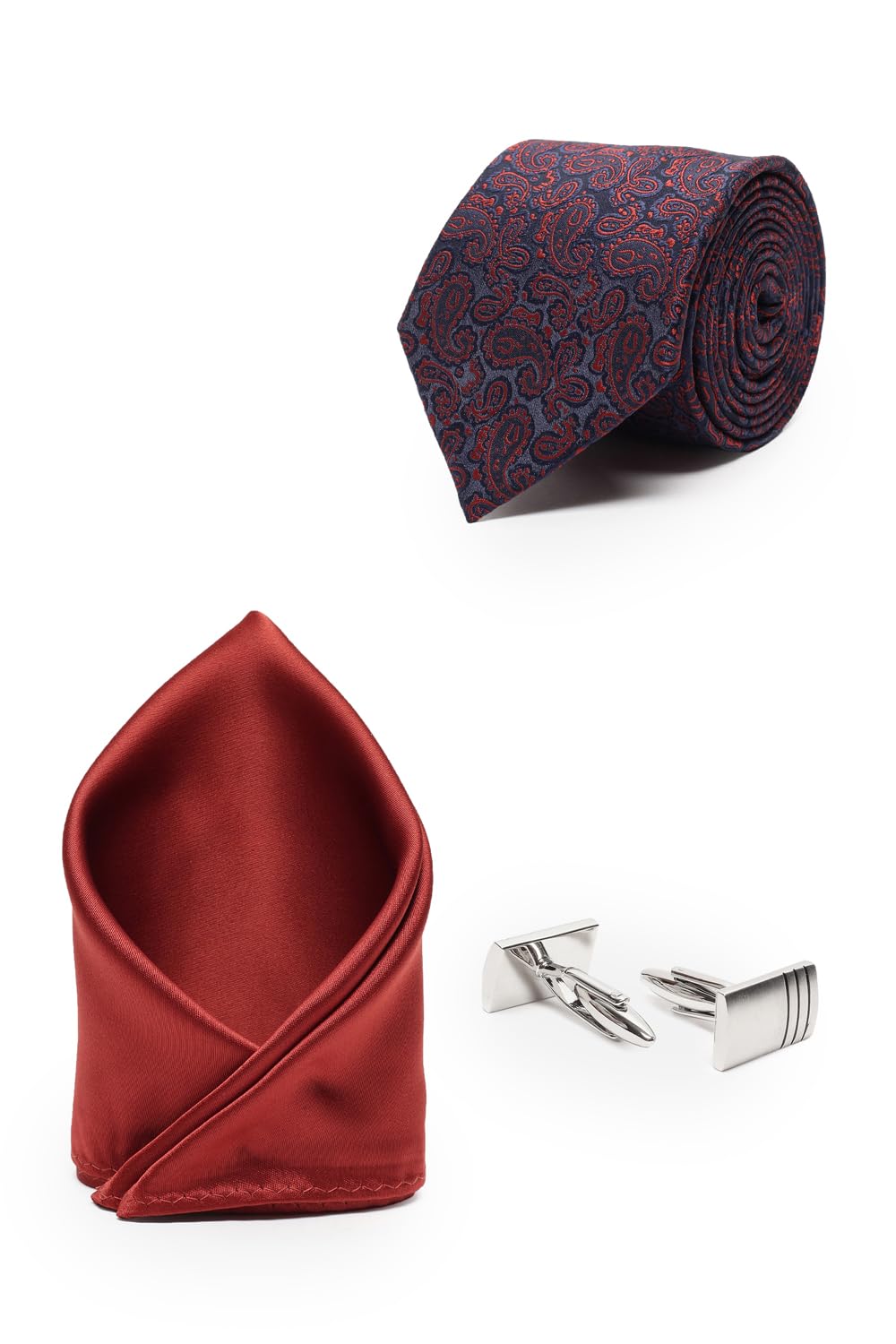 van heusen Men Red Party Tie Pocket Square And Cufflink-picture-16