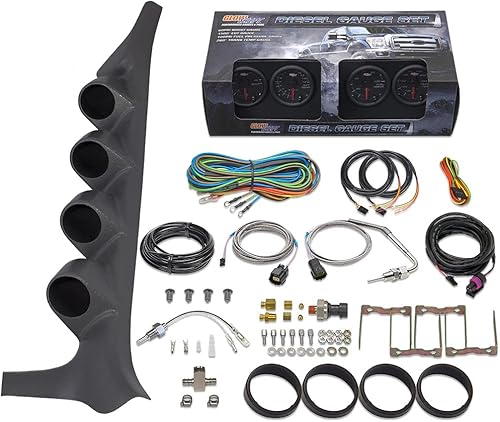 GlowShift Paquete de medidor diésel compatible con Ford F-Series F-250 F-350 1992-1997 Negro 7 colores 60 PSI Boost, 1500F EGT, temperatura de