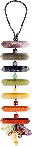 KARMAPLEDGE Árbol curativo de 7 chakras, adorno colgante hecho a mano para el hogar, oficina, decoración de automóvil, piedras curativas para