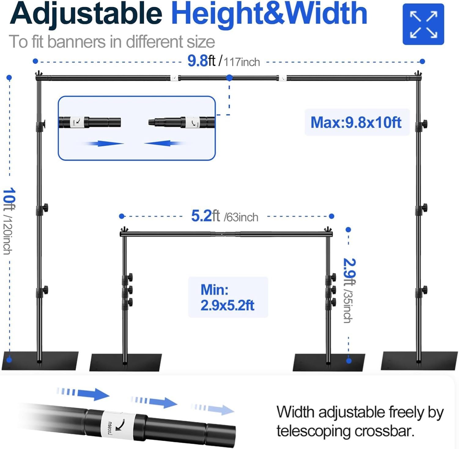Image secondaire de Support de Fond Photo Réglable EMART 3x3m pour Studio et Événements