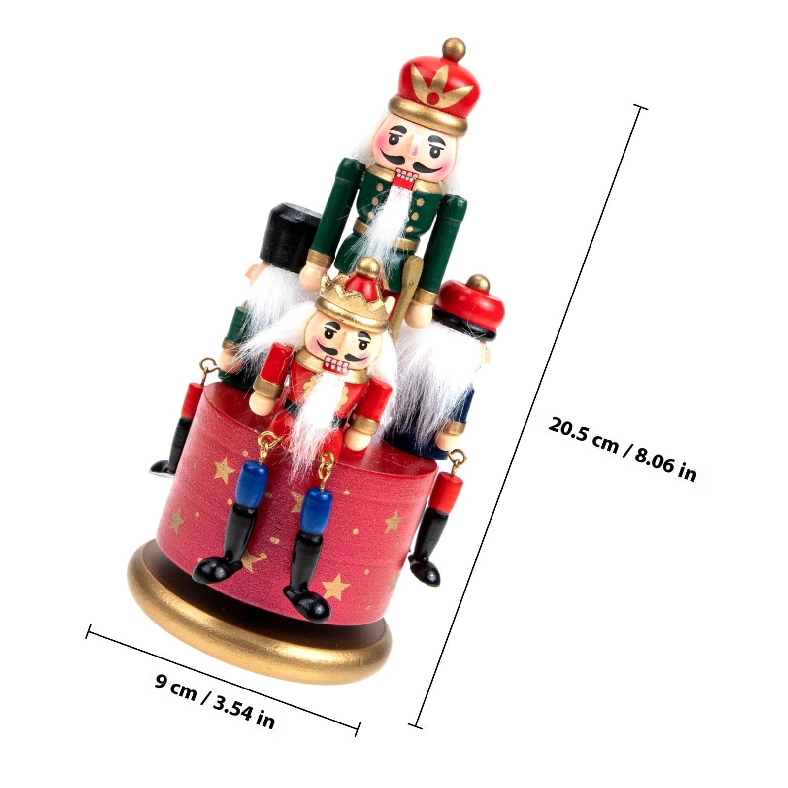 INOOMP Caja de Navideña de Madera Roja Figura de Giratoria para de Escritorios y Estanterías