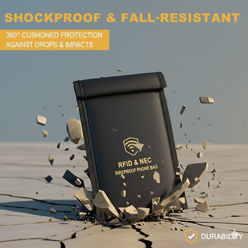 Faraday Bags for Phones,Faraday Cage Signal Blocker Pouch - Military Grade Anti-Theft Protection for Cell Phone,Car Keys,RFID,WiFi,GPS Tracking Signals - Image 3